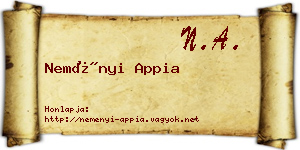 Neményi Appia névjegykártya